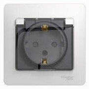 GLOSSA РОЗЕТКА с заземлением со шторками с крышкой, 16А, IP44, в сборе, белый
