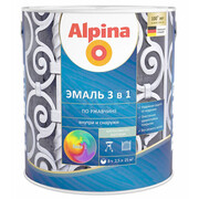 Alpina Эмаль по ржавчине 3 в 1 шелковисто-матовая База 1, 0,75л/0,88кг