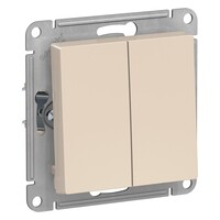 Выключатель 2-клавишный с самовозвратом Systeme Electric (Schneider Electric) Atlas Design 10А, песочный ATN001217