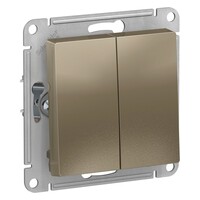Выключатель 2-клавишный с самовозвратом Systeme Electric (Schneider Electric) Atlas Design 10А, шампань ATN000517