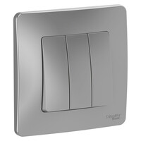 SE Blanca внутр Алюминий Выключатель 3-клавишный, 10А, 250B, Systeme Electric, Алюминий, BLNVS100503 SE Blanca внутр Алюминий Выключатель 3-клавишный, 10А, 250B, Systeme Electric, Алюминий, BLNVS100503