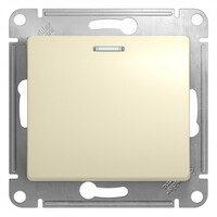 SE Glossa Беж Выключатель 1-клавишный с подсветкой, сх.1а, 10АХ, Systeme Electric, Бежевый, GSL000213