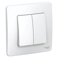 SE Blanca внутр Бел Выключатель 2-клавишный, 10А, 250B, Systeme Electric, Белый, BLNVS010501