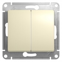 SE Glossa Беж Выключатель 2-клавишный, сх.5, 10АХ, Systeme Electric, Бежевый, GSL000251