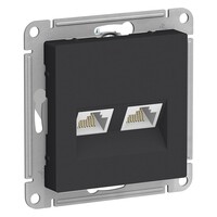 ATLASDESIGN РОЗЕТКА двойная компьютерная RJ45+RJ45, кат.5E, механизм, КАРБОН