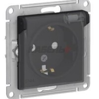ATLASDESIGN AQUA РОЗЕТКА с заземл. со шторк с крышк, 16А, IP44, механизм, КАРБОН