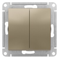 Переключатель перекрестный 2-клавишный Systeme Electric (Schneider Electric) Atlas Design 10АХ, шампань ATN000573