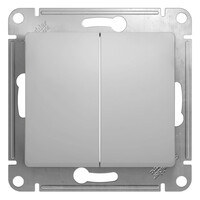 SE Glossa Алюминий Выключатель 2-клавишный, сх.5, 10АХ, Systeme Electric, Алюминий, GSL000351