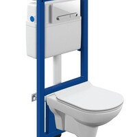Унитаз подвесной City Clean On DPL EO + инсталляция Link Pro c сиденьем Slim, кнопкой Estetica