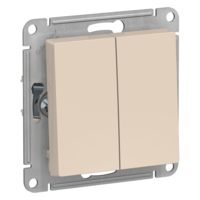 Выключатель двухклавишный проходной Systeme Electric (Schneider Electric) AtlasDesign 10А, бежевый ATN000265