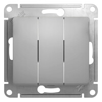 SE Glossa Алюминий Выключатель 3-клавишный, сх.3, 10АХ, Systeme Electric, Алюминий, GSL000331