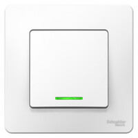 SE Blanca внутр Бел Выключатель 1-клавишный с подсветкой, 10А, 250B, Systeme Electric, Белый, BLNVS010111
