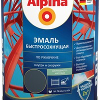 Alpina Эмаль быстросохнущая по ржавчине шелковисто-матовая Черный, 0,75л/0,90 кг