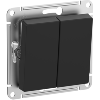 Выключатель 2-клавишный Systeme Electric (Schneider Electric) AtlasDesign, IP44, 10АХ КАРБОН ATN441051
