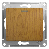 SE Glossa Дерево Дуб Переключатель 1-клавишный с подсветкой, сх.6а, Systeme Electric, Дерево, GSL000563
