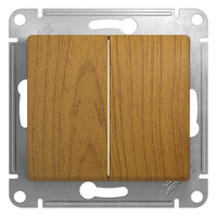 SE Glossa Дерево Дуб Выключатель 2-клавишный, сх.5, 10АХ, Systeme Electric, Дерево, GSL000551