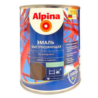Alpina Эмаль быстросохнущая по ржавчине шелковисто-матовая Шоколадный, 0,75л/0,90 кг