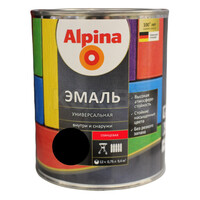Alpina Эмаль универсальная глянцевая черный, 0,75л/0,77 кг