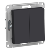 Выключатель двухклавишный проходной Systeme Electric (Schneider Electric) AtlasDesign 10А, карбон ATN001065