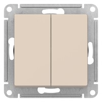 Переключатель перекрестный 2-клавишный Systeme Electric (Schneider Electric) Atlas Design 10АХ, бежевый ATN000273