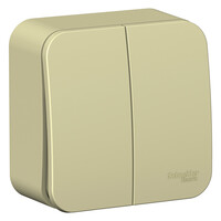 SE Blanca наруж Беж Выключатель 2-клавишный (cх.5) изолир. пластина 10А, 250B, Systeme Electric, Бежевый, BLNVA105017