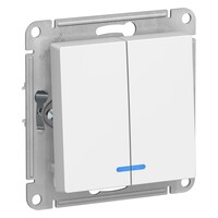 Выключатель 2-клавишный с подсветкой Systeme Electric (Schneider Electric) Atlas Design 10АХ, лотос ATN001353