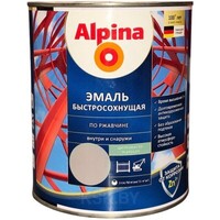 Alpina Эмаль быстросохнущая по ржавчине шелковисто-матовая Серый, 2,5л/3,0 кг