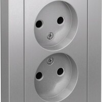 ATLASDESIGN РОЗЕТКА двойная без заземления,16А, в сборе, АЛЮМИНИЙ (578866)