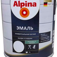Alpina Эмаль универсальная белая шелковисто-матовая, 0,75л/0,89 кг